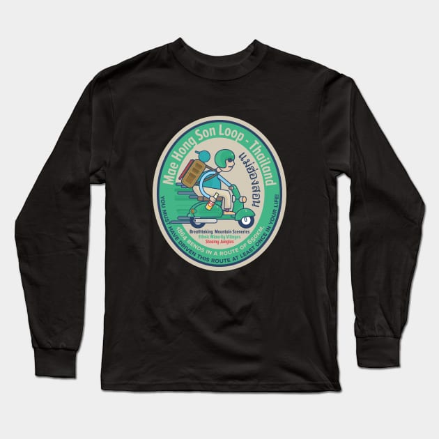 Mae Hong Son Loop - Scooter Trip - Backpacker Badge Thailand Long Sleeve T-Shirt by Boogosh